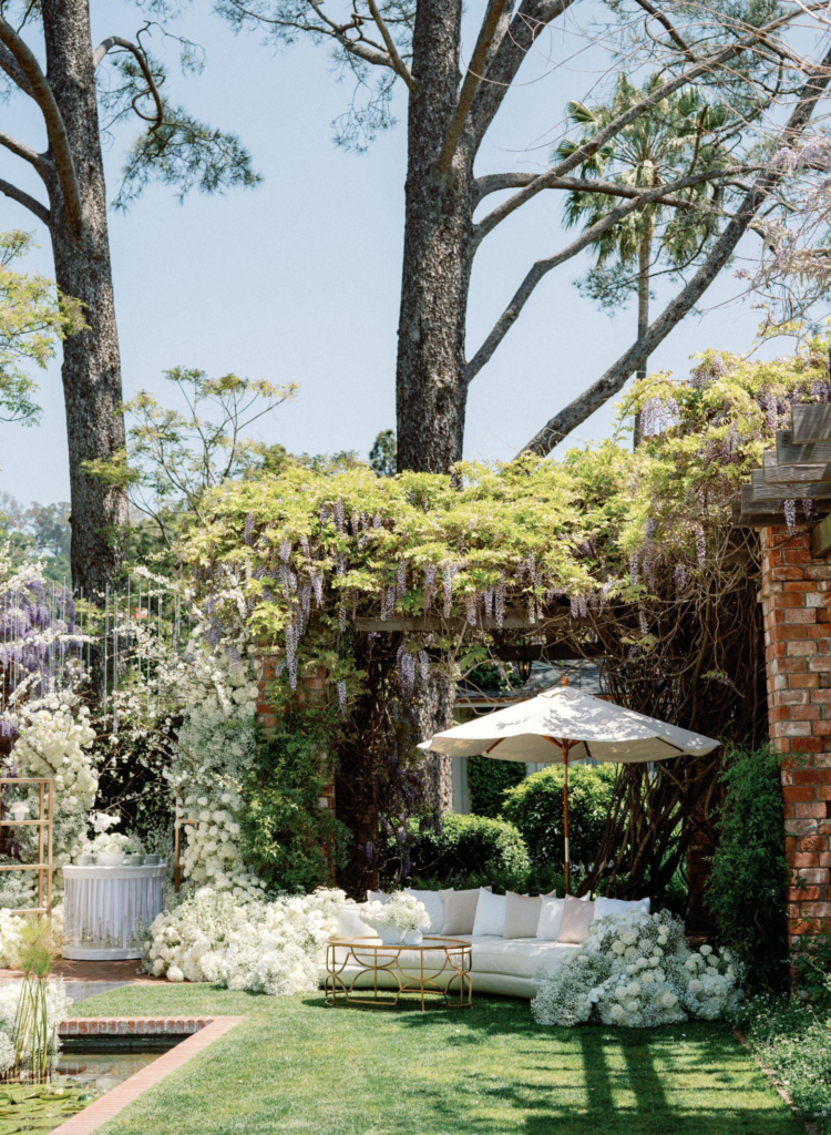 an outdoor wedding party.
