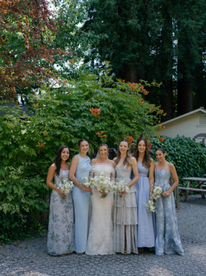An image of a bride with her  bridesmaids