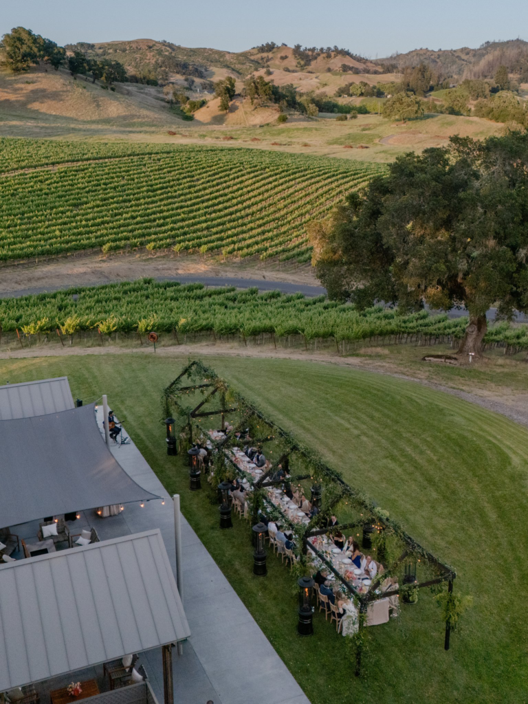 Outdoor wedding decorations in Napa Valley