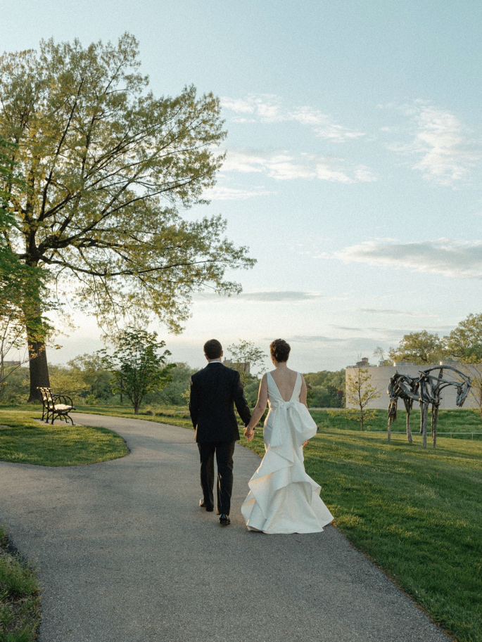 a bride and groom at their Boston wedding.