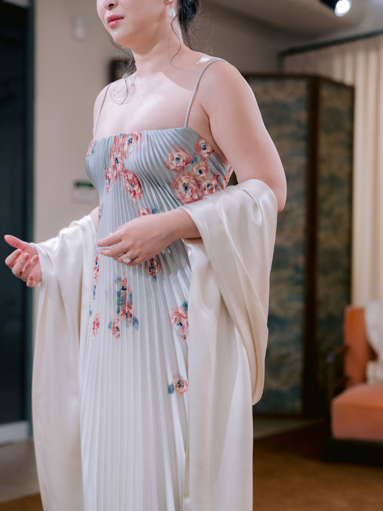 a bride trying out dresses.