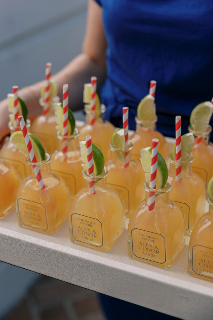 drinks at a rehearsal dinner.