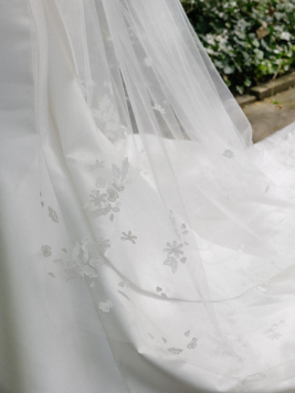 a bridal gown with lacey details.
