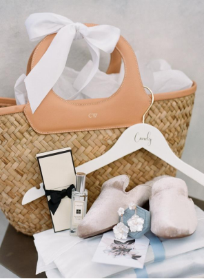 a wedding gift basket with a signature scent.