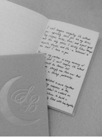 An image of an open vow book prepared for a wedding ceremony in Houston
