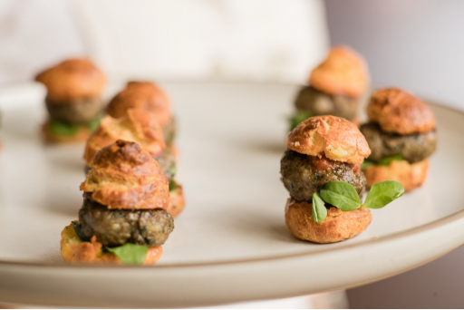 wedding appetizers served in a white dish