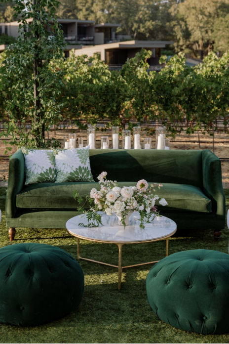 Beautiful green-themed wedding decor. 