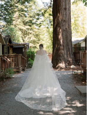 A bride’s long train