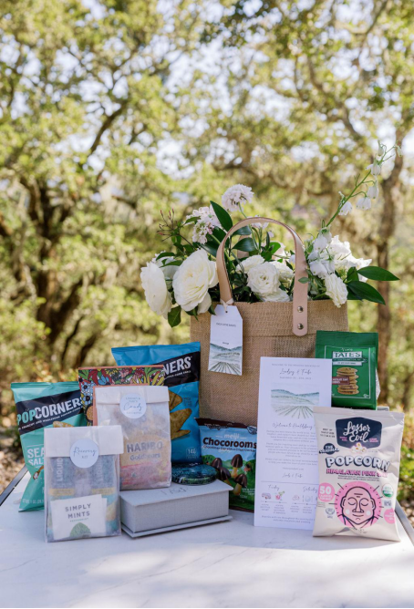 A welcome party assortment of snacks