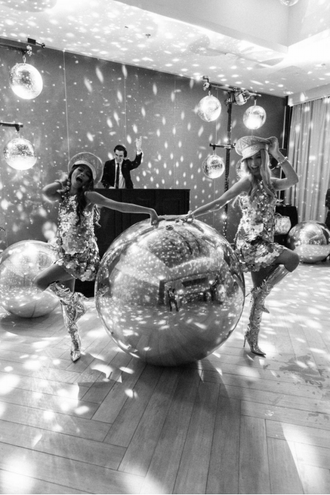 A fun wedding with lights and disco balls
