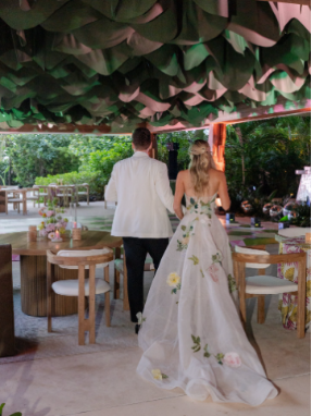 The couple at their wedding venue.
