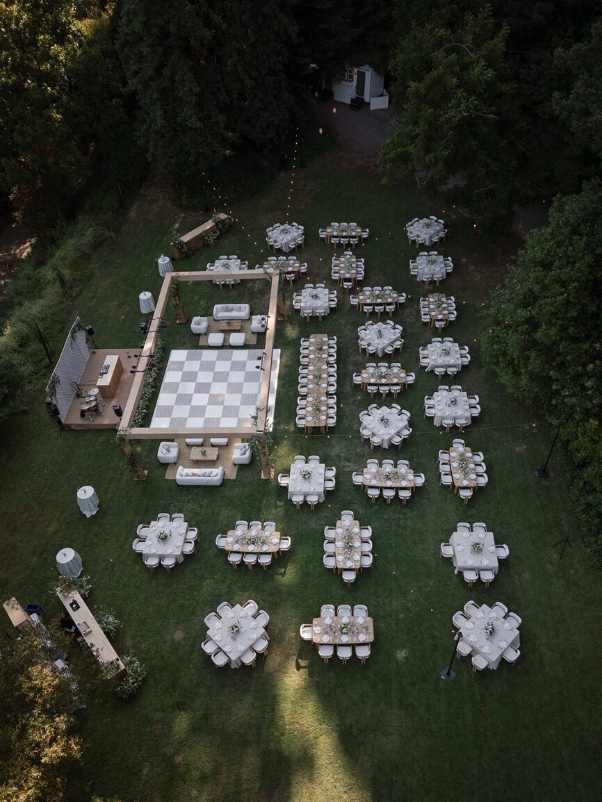 seating arrangement at a wedding ceremony.