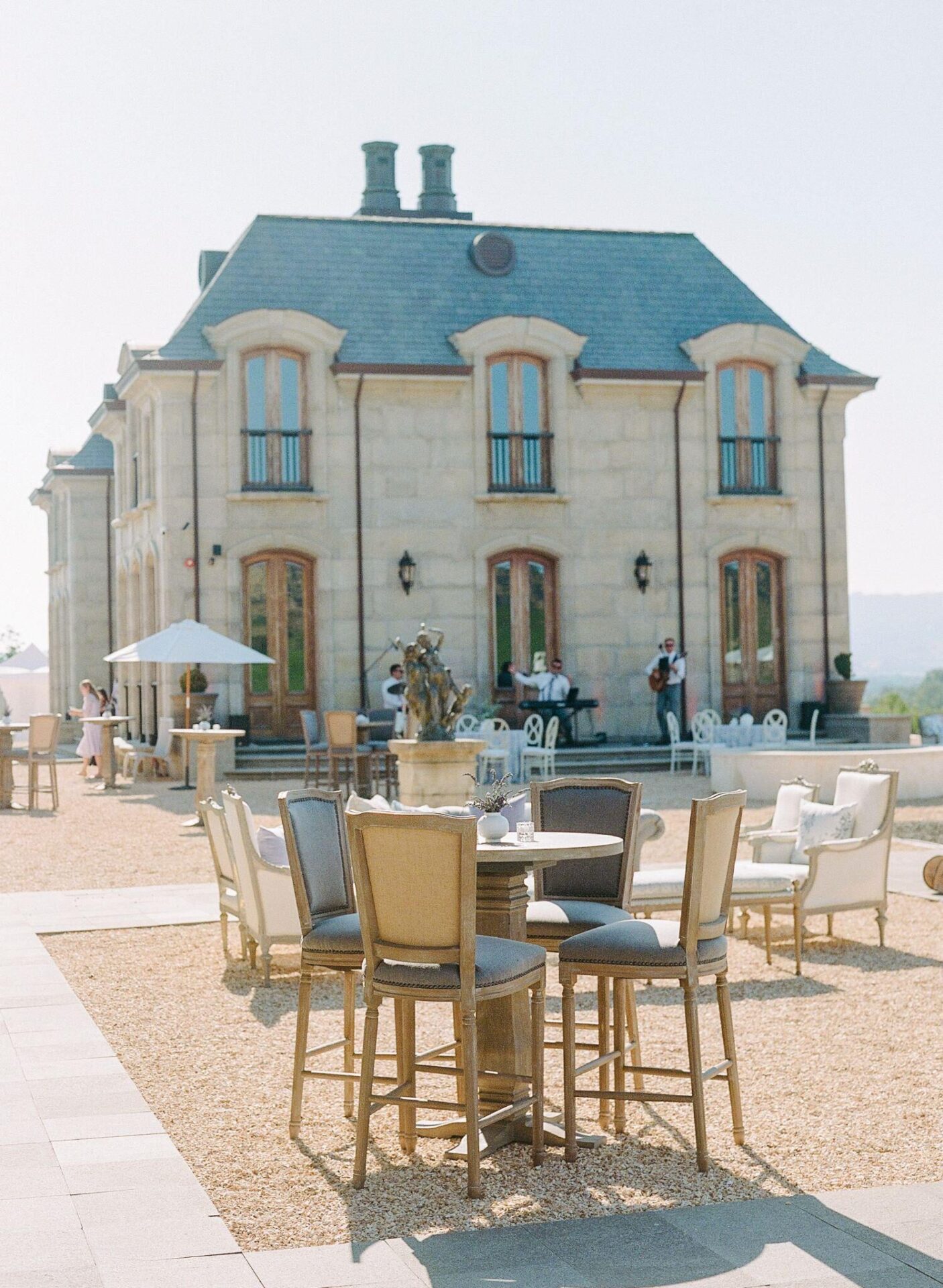 Outdoor wedding reception setup.