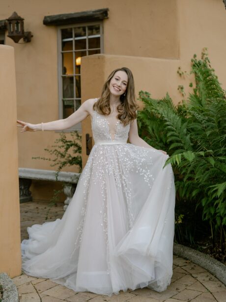 Bride at an ongoing wedding ceremony.