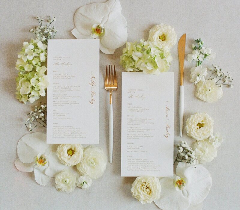 A wedding menu set on the table.