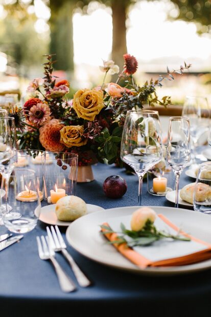Floral centerpieces at a table