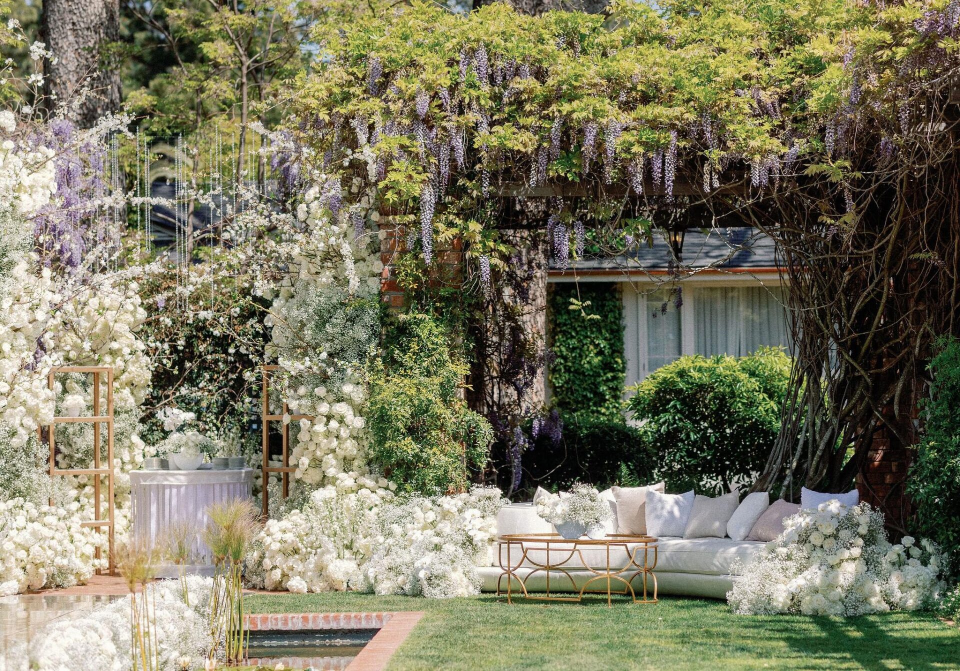 A beautiful wedding with greenery.