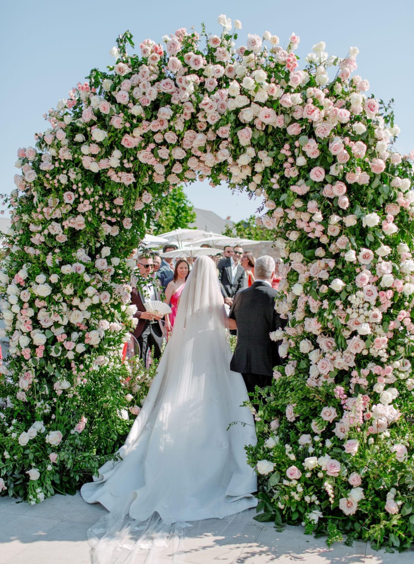 A bride with a long veil
